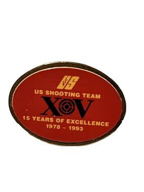 US Shooting Team XV Pin 15 Years Of Excellence 1978-1993 Red Gold Enamel Lapel